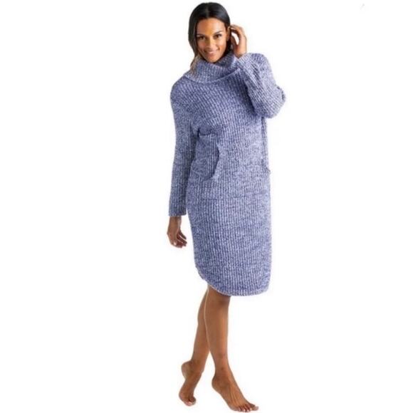 SOFTIES Marshmallows Lounger Soft Sweater Dress Womens  Turtleneck Plush NWT - Picture 1 of 16